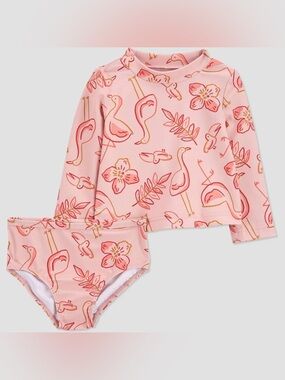 Carter's Just One You® Baby Girls' 2pc Flamingo Rash Guard Set - Pink 18 m. NWOT
